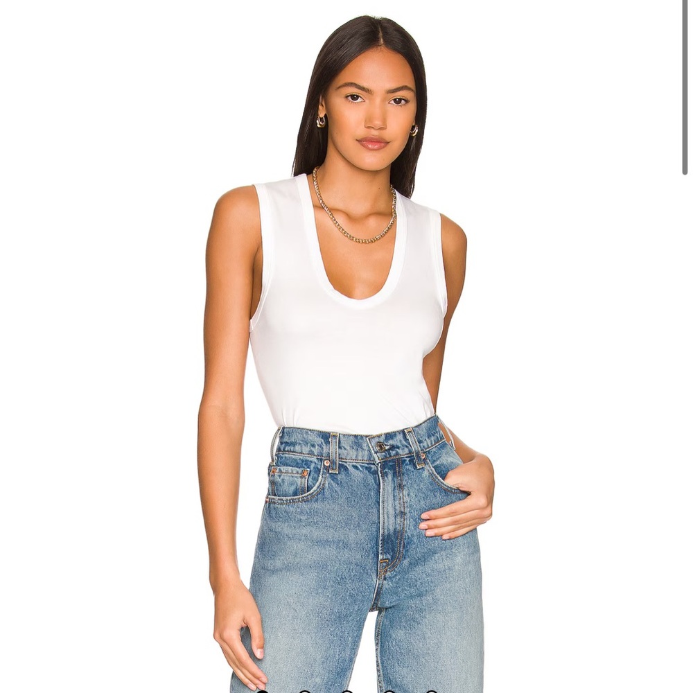 Enza costa Essential Sleeveless U in White tank nwot in size small